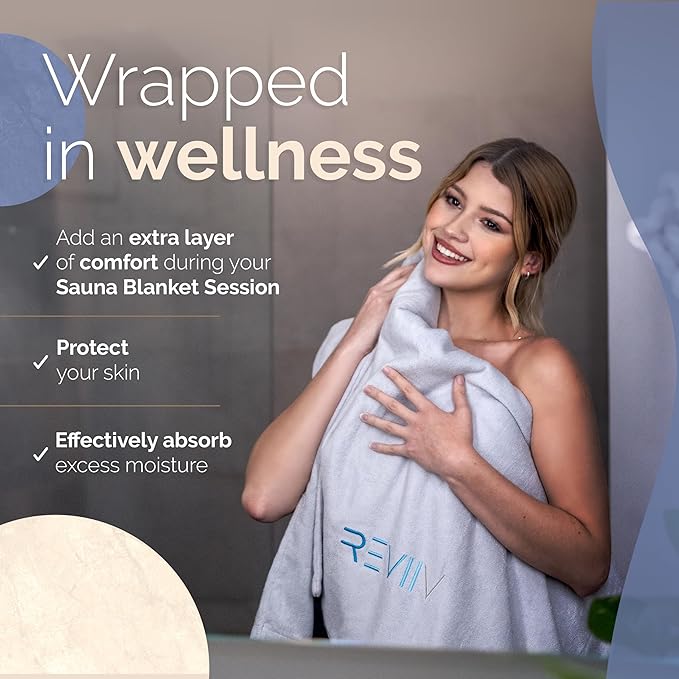 Sauna Blanket Insert Towel 3Pc Kit - Includes Soft & Absorbent Sauna Towel Sack with Microfiber Face Towel & Headband - Sauna Accessories for Infrared Sauna Blanket Simplified Cleanup - 70" x 30"