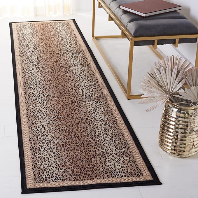 SAFAVIEH Washable Rug Journey Collection - 2'2" x 9', Beige & Black, Slip Resistant & Easy Cleaning, Ideal for Living Room, Hallway, Foyer, Nursery, Bedroom, Boys & Girls Room (JNY117B)