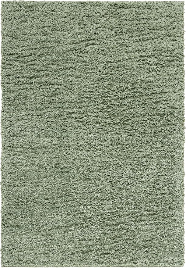 SAFAVIEH Lindsay Shag Collection Area Rug - 6' x 9', Green, 1.8-inch Thick, Ideal for Living Room, Bedroom, Home Office, Dining Space (LNS560Y-6)