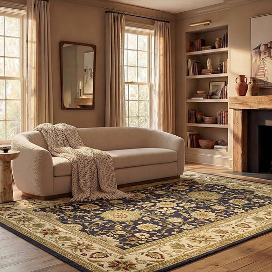 SAFAVIEH Lyndhurst Collection Area Rug - 8' x 11', Black & Ivory, Traditional Oriental Design, Non-Shedding & Easy Care, Ideal for High Traffic Areas in Living Room, Bedroom (LNH212A)