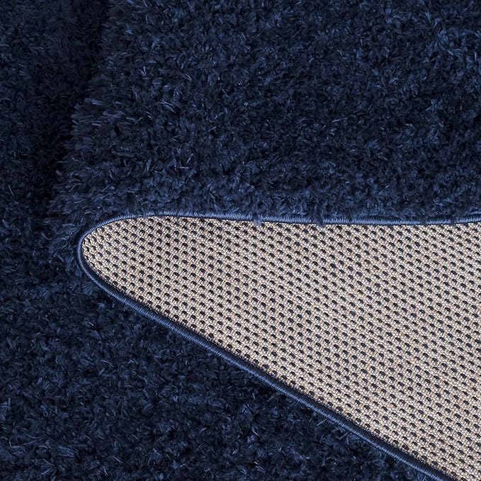 SAFAVIEH Area Rug 8x10 - Lindsay Shag Collection - Large - Navy, Non-Shedding & Easy Cleaning, Ultra Plush Thick Pile, Ideal for Living Room, Bedroom, Dining Space (LNS560N)