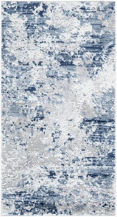 SAFAVIEH Amelia Collection Accent Rug - 2'2" x 4', Navy & Grey, Modern Abstract Design, Non-Shedding & Easy Care, Ideal for High Traffic Areas in Entryway, Living Room, Bedroom (ALA705N)