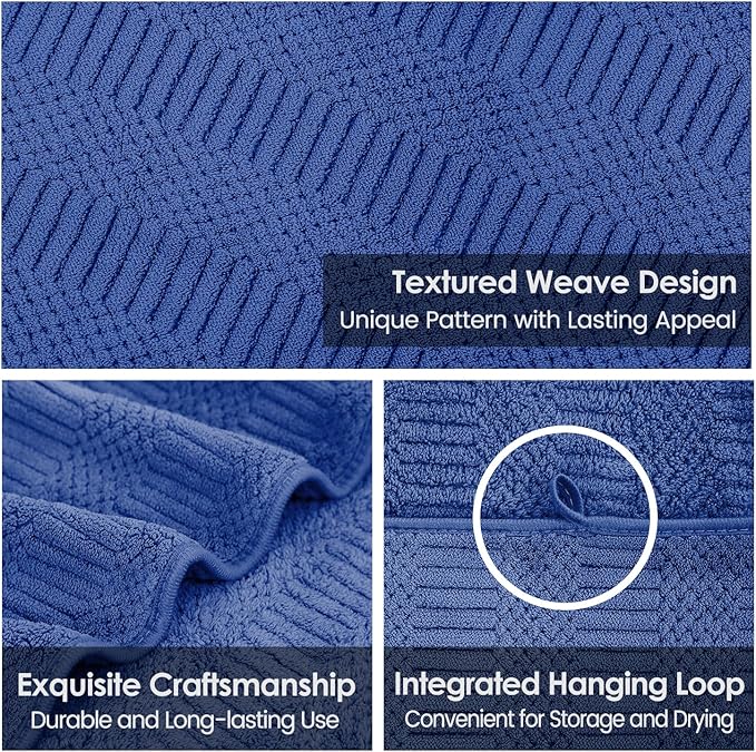 Microfiber Bath Towels, Large Bathroom Towel 2 Pack (30" x 60"), Oversized, Soft, Super Absorbent and Fast Drying, Multipurpose Use for Sport, Fitness, Yoga, Diamond Cross Grid Navy
