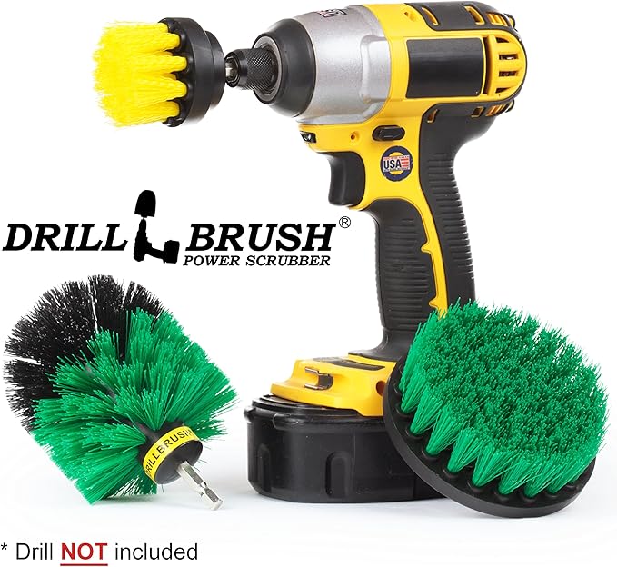 3 Rotary Power Scrub Brushes for Tile, Grout, Shower, Tub, Sink Hard Water Stains