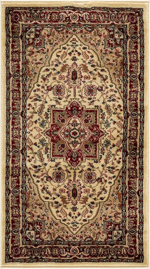 SAFAVIEH Lyndhurst Collection Accent Rug - 2'3" x 4', Ivory & Red, Traditional Oriental Design, Non-Shedding & Easy Care, Ideal for High Traffic Areas in Entryway, Living Room, Bedroom (LNH330A)