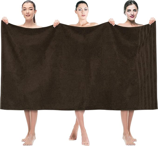 American Soft Linen 35x70 Jumbo Large Bath Towel, 600 GSM 100% Cotton Turkish Bath Sheet, Oversized Luxury Bath Towel for Bathroom Beach and Pool, Brown