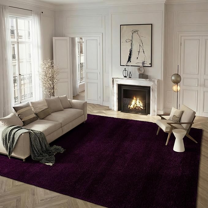 SAFAVIEH Santa Monica Shag Collection 8' x 10' Purple SGN725 Solid Non-Shedding Living Room Bedroom Dining Room Entryway Plush 2-inch Thick Area Rug