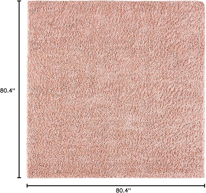 SAFAVIEH August Shag Collection Area Rug - 6'7" Square, Rose, Solid Design, Non-Shedding & Easy Care, 1.5-inch Thick Ideal for High Traffic Areas in Living Room, Bedroom (AUG200X)