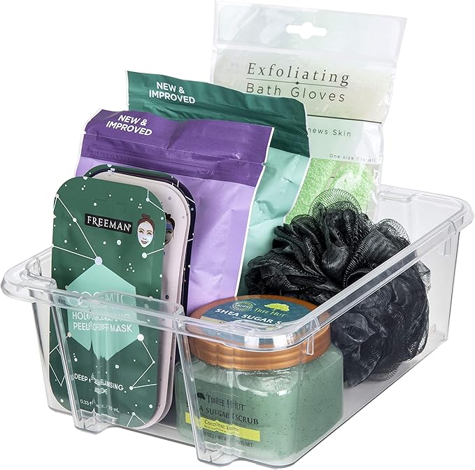 Best Kept Clear Plastic Storage Bins, Stackable Open Square Organizers for Home, Vanity, Cosmetics & Makeup Display, 3-Pack (No Lids)