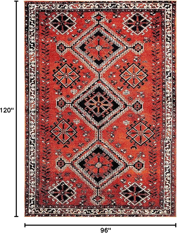 SAFAVIEH Area Rug 8x10 - Vintage Hamadan Collection - Large - Orange & Red, Oriental Traditional Persian Design, Non-Shedding & Easy Cleaning, Ideal for Living Room, Bedroom, Dining Space (VTH293P)