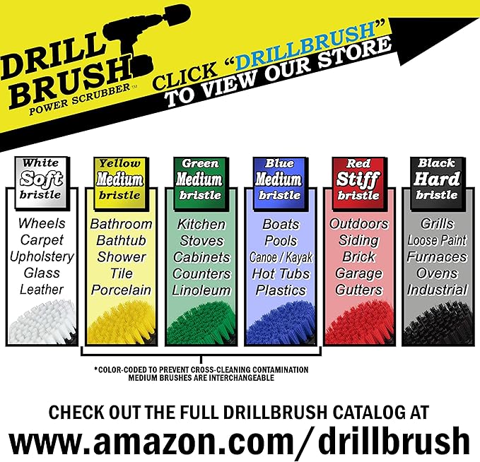 3 Rotary Power Scrub Brushes for Tile, Grout, Shower, Tub, Sink Hard Water Stains