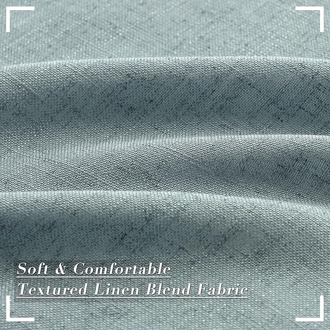 Joywell Light Blue Back Tab Rod Pocket Linen Curtains 84 Inches Long 2 Panels for Living Room Bedroom Neutral Boho Farmhouse Rustic Light Filtering Semi Sheer Curtains Window Treatment 52x84