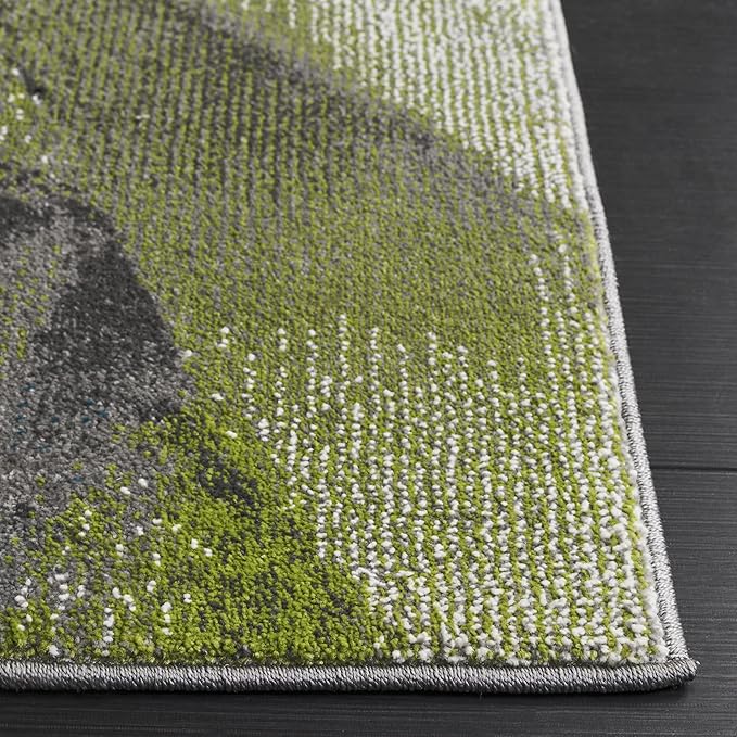 SAFAVIEH Porcello Collection Area Rug - 5'3" x 7'6", Green & Grey, Modern Abstract Pattern, Non-Shedding & Easy Care, Ideal for Living Room, Foyer, Bedroom (PRL6937Y-5)