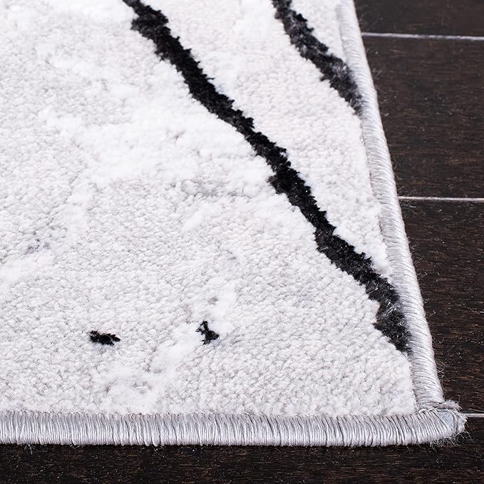 SAFAVIEH Amelia Collection Area Rug - 9' x 12', Grey & Black, Modern Abstract Design, Non-Shedding & Easy Care, Ideal for High Traffic Areas in Living Room, Bedroom (ALA293K)