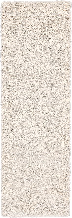 SAFAVIEH Santa Monica Shag Collection Runner Rug - 2'3" x 9' Runner, Ivory, Solid Design, 2-inch Thick Ideal for High Traffic Areas in Living Room, Bedroom, Dining (SGN725-1212-29)