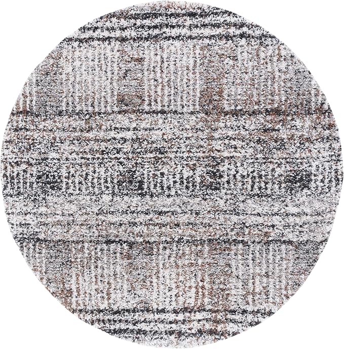 SAFAVIEH Jericho Shag Collection Area Rug - 4' Round, Black & Rust, Non-Shedding & Easy Care, 1.2-inch Thick, Ideal for The Living Room, Dining, Bedroom (JER100Z)
