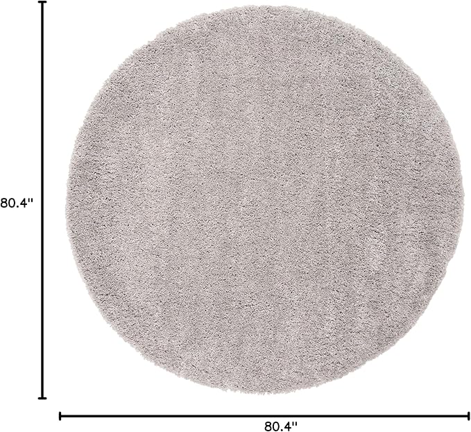 SAFAVIEH Fontana Shag Collection Area Rug - 6'7" Round, Grey, Solid Design, Non-Shedding & Easy Care, 2-inch Thick Ideal for High Traffic Areas in Living Room, Bedroom (FNT800F)
