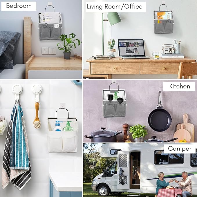2pcs Wall Hanging Baskets for Organizing, Wall Hanging Storage Bag as Over the Door Organizer, Wall File Organizer, Rv Storage and Organization. For Bedroom, Office, Camper (Pink-Upgraded)