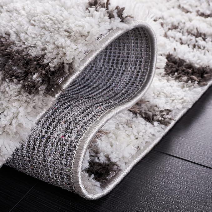 SAFAVIEH Berber Shag Collection Area Rug - 9' x 12', Grey & Dark Grey, Stripe Design, Non-Shedding & Easy Care, 1.25-inch Thick Ideal for High Traffic Areas in Living Room, Bedroom (BER565F)