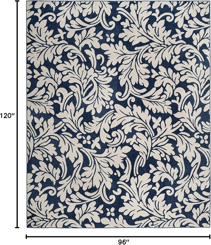 SAFAVIEH Area Rug 8x10 - Amherst Collection - Large - Navy & Ivory, Floral Pattern, Non-Shedding & Easy Cleaning, Ideal for Living Room, Bedroom, Office, Dining Space (AMT425P)
