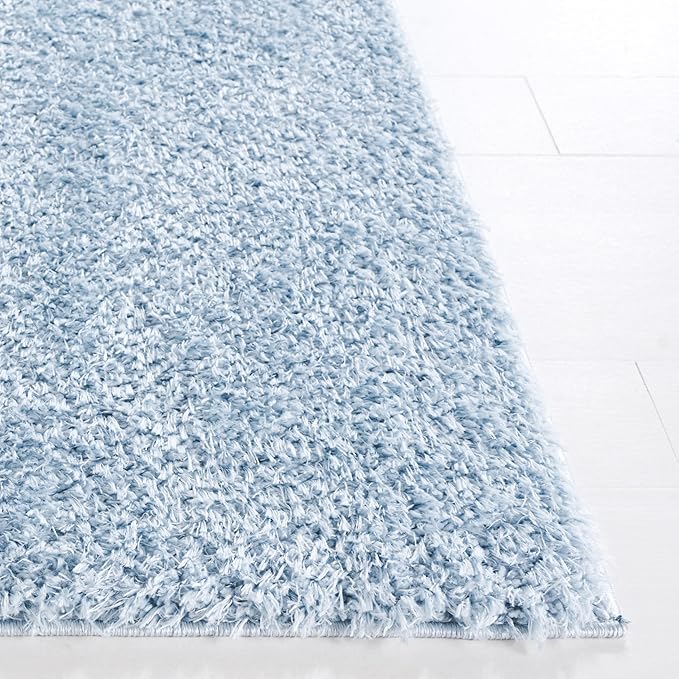 SAFAVIEH Lindsay Shag Collection Square Rug - 6'7" Square, Aqua, Contemporary Design, Ideal for High Traffic Areas in Bedroom, Dining Room & Kitchen (LNS560J-7SQ)