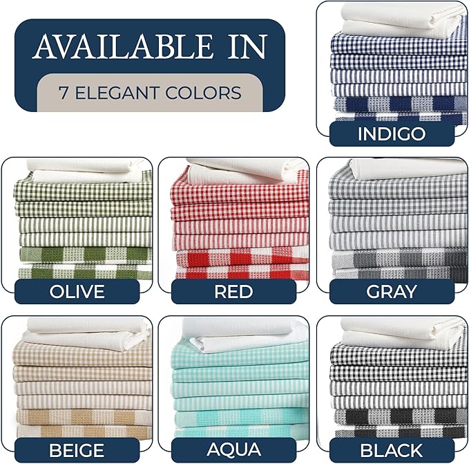 LANE LINEN Kitchen Towels & Dishcloths Set - 20-Piece Kitchen Essentials for New Home, Heat-Resistant Oven Mitts & Pot Holder, Absorbent Flour Sack Towels - Black