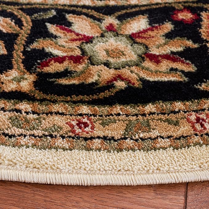SAFAVIEH Lyndhurst Collection Area Rug - 8' Round, Ivory & Black, Traditional Oriental Design, Non-Shedding & Easy Care, Ideal for High Traffic Areas in Living Room, Bedroom (LNH212B)