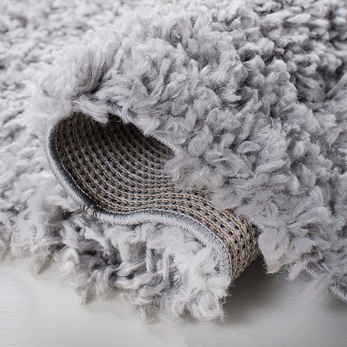 SAFAVIEH August Shag Collection Area Rug - 10' x 14', Silver, Solid Design, Non-Shedding & Easy Care, 1.5-inch Thick Ideal for High Traffic Areas in Living Room, Bedroom (AUG200G)
