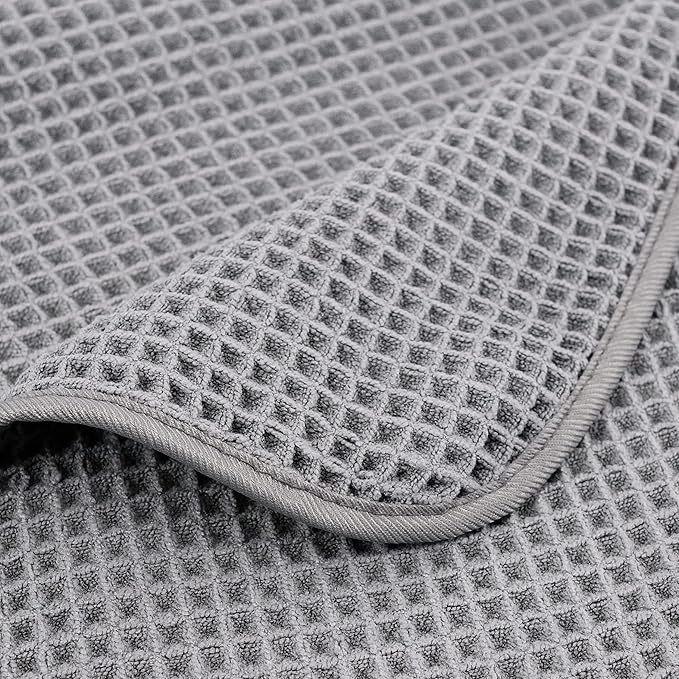 430 GSM Microfiber Oversize Quick Dry Lint Free Bath Towel, 60 x 30 in, 4 Pack (Waffle Weave)