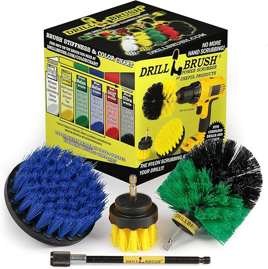 Drillbrush Shower Scrubber Drill Attachment - Car Detailing Tools - Dishwasher Safe Drill Brush Scrubber For Cleaning Tubs, Sinks, Tile, Grout, Flooring, Carpet, Leather, Seats, Boats, Kitchens, Ovens