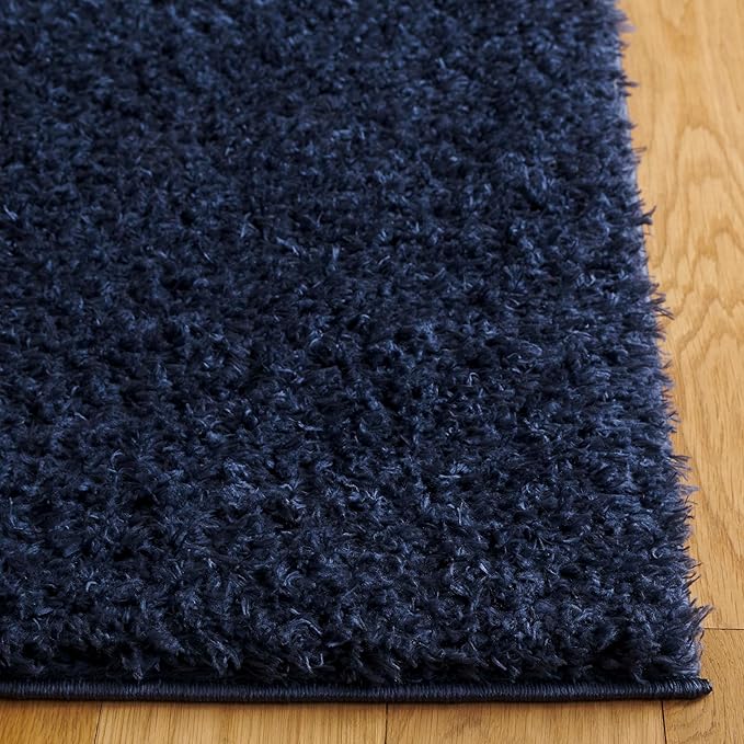 SAFAVIEH Lindsay Shag Collection Square Rug - 6'7" Square, Navy, Contemporary Design, Ideal for High Traffic Areas in Bedroom, Dining Room & Kitchen (LNS560N-7SQ)
