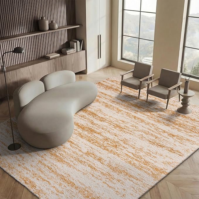 SAFAVIEH Area Rug 8x10 - Hudson Shag Collection - Large - Ivory & Gold, Non-Shedding & Easy Cleaning, Ultra Plush Thick Pile, Ideal for Living Room, Bedroom, Dining Space (SGH206D)