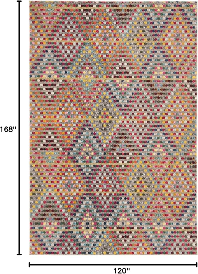 SAFAVIEH Monaco Collection Area Rug - 10' x 14', Multi & Beige, Boho Diamond Design, Non-Shedding & Easy Care, Ideal for High Traffic Areas in Living Room, Bedroom (MNC204F)