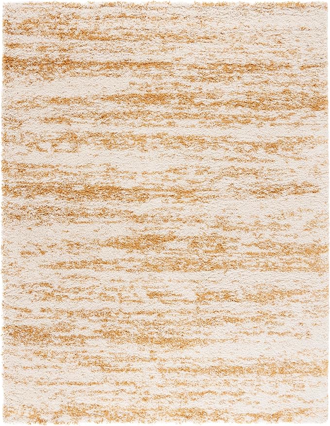 SAFAVIEH Area Rug 8x10 - Hudson Shag Collection - Large - Ivory & Gold, Non-Shedding & Easy Cleaning, Ultra Plush Thick Pile, Ideal for Living Room, Bedroom, Dining Space (SGH206D)