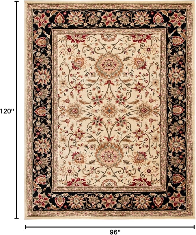 SAFAVIEH Lyndhurst Collection Area Rug - 8' x 10', Ivory & Black, Traditional Oriental Design, Non-Shedding & Easy Care, Ideal for High Traffic Areas in Living Room, Bedroom (LNH212B)
