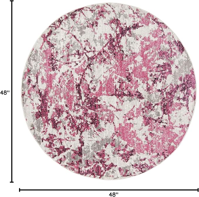 SAFAVIEH Skyler Collection 4' Round Pink/Ivory SKY186N Modern Abstract Non-Shedding Living Room Dining Bedroom Foyer Area Rug
