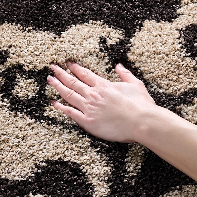 SAFAVIEH Florida Shag Collection Accent Rug - 4' x 6', Dark Brown & Smoke, Non-Shedding & Easy Care, 1.2-inch Thick Ideal for High Traffic Areas in Foyer, Living Room, Bedroom (SG458-2879)