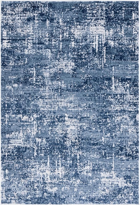 SAFAVIEH Amelia Collection Area Rug - 6' x 9', Ivory & Dark Blue, Modern Abstract Design, Non-Shedding & Easy Care, Ideal for High Traffic Areas in Living Room, Bedroom, Dining (ALA700M-6)