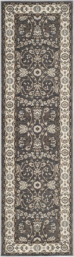 SAFAVIEH Lyndhurst Collection Runner Rug - 2'3" x 8', Grey & Cream, Traditional Oriental Design, Non-Shedding & Easy Care, Ideal for High Traffic Areas in Living Room, Bedroom (LNH340G)