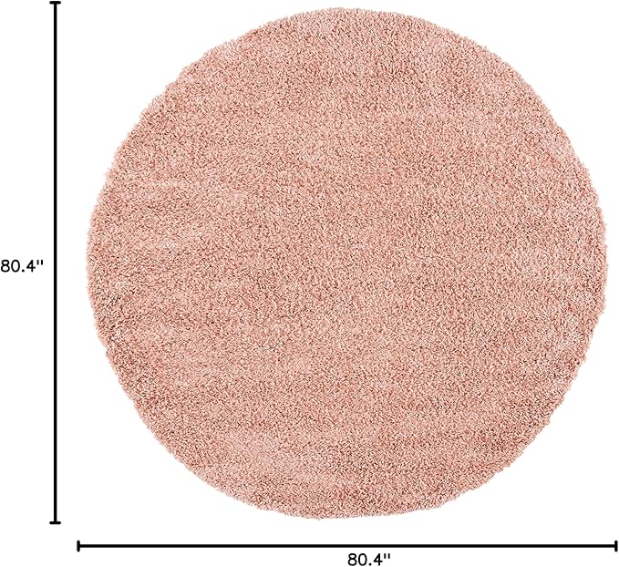 SAFAVIEH August Shag Collection 6'7" Round Rose AUG200X Solid Non-Shedding Living Room Bedroom Dining Room Entryway Plush 1.5-inch Thick Area Rug