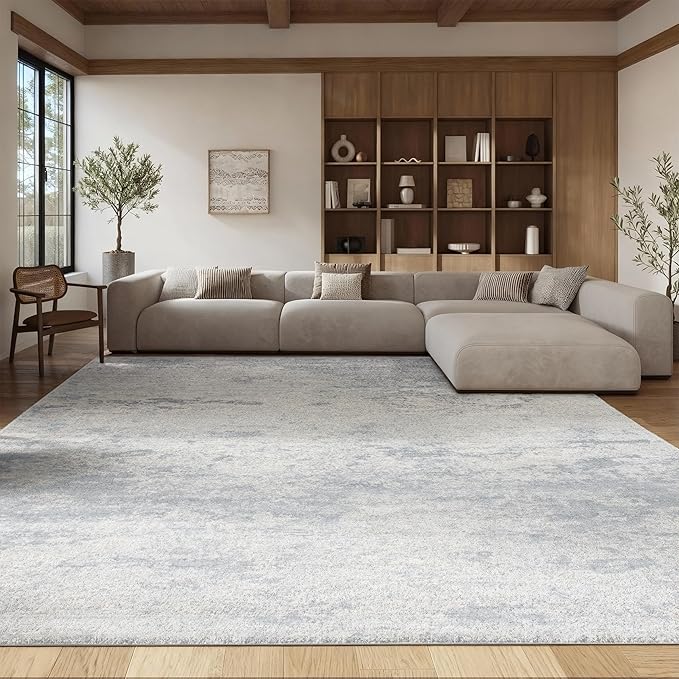 SAFAVIEH Brentwood Collection 8' x 10' Grey/Ivory BNT822H Modern Abstract Non-Shedding Living Room Bedroom Dining Home Office Area Rug