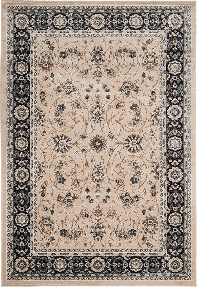 SAFAVIEH Lyndhurst Collection Accent Rug - 4' x 6', Light Beige & Anthracite, Oriental Design, Non-Shedding & Easy Care, Ideal for High Traffic Areas in Entryway, Living Room, Bedroom (LNH340K)