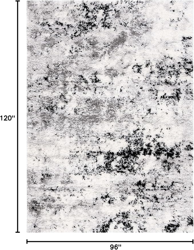 SAFAVIEH Area Rug 8x10 - Lindsay Shag Collection - Large - Grey & Black Ivory, Non-Shedding & Easy Cleaning, Ultra Plush Thick Pile, Ideal for Living Room, Bedroom, Dining Space (LNS556G)