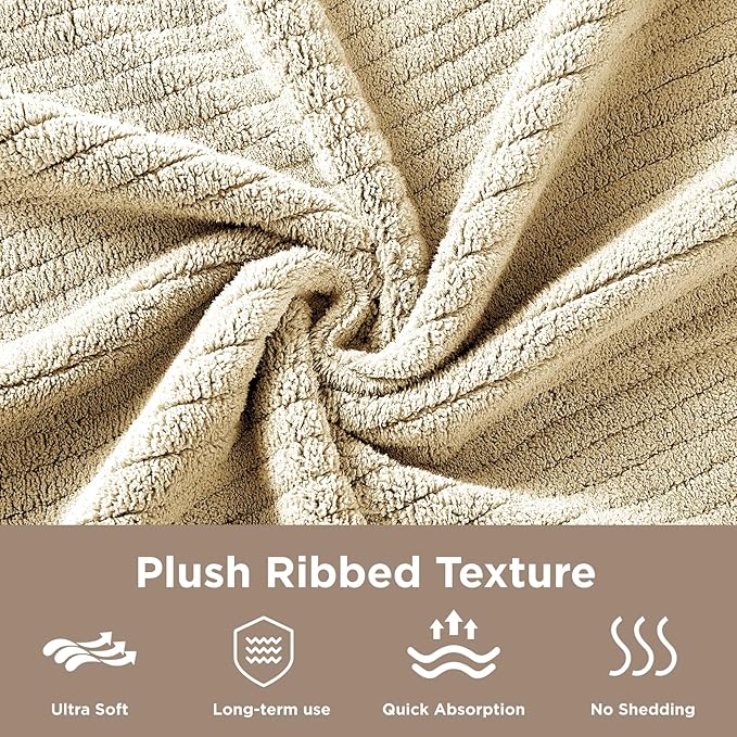 Oversized Bath Towels 8 Piece Towel Set, 2 Extra Large Bath Sheets, 2 Hand, 4 Washcloths, Luxury Soft Super Absorbent Thick Shower Towels for Bathroom, Spa & Hotel, Quick Dry, Beige