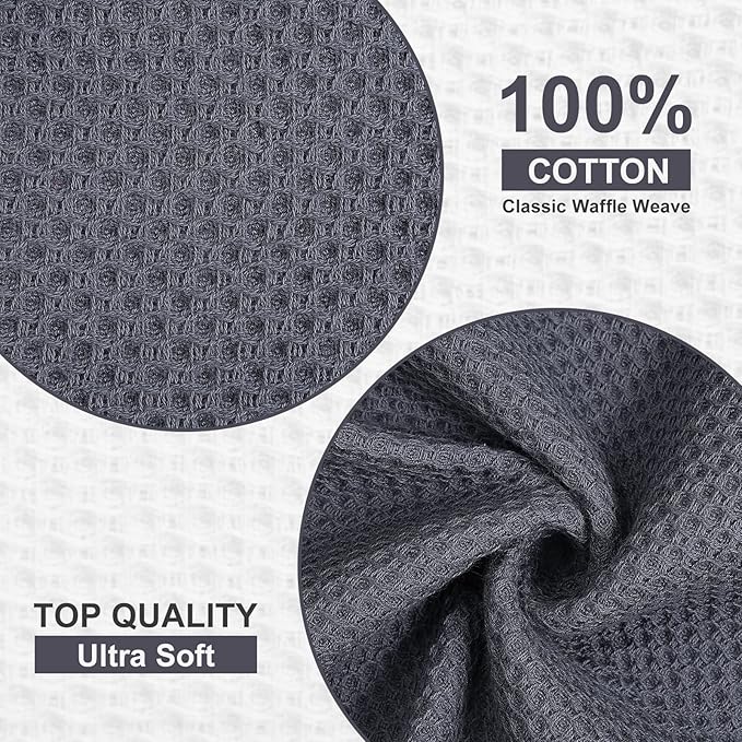 Kitinjoy 100% Cotton Kitchen Dish Cloths (12 X 12 Inches, Multicolor), 8 Pack Waffle Weave Ultra Soft Absorbent Dish Towels for Drying Dishes Quick Drying Kitchen Towels Dish Rags