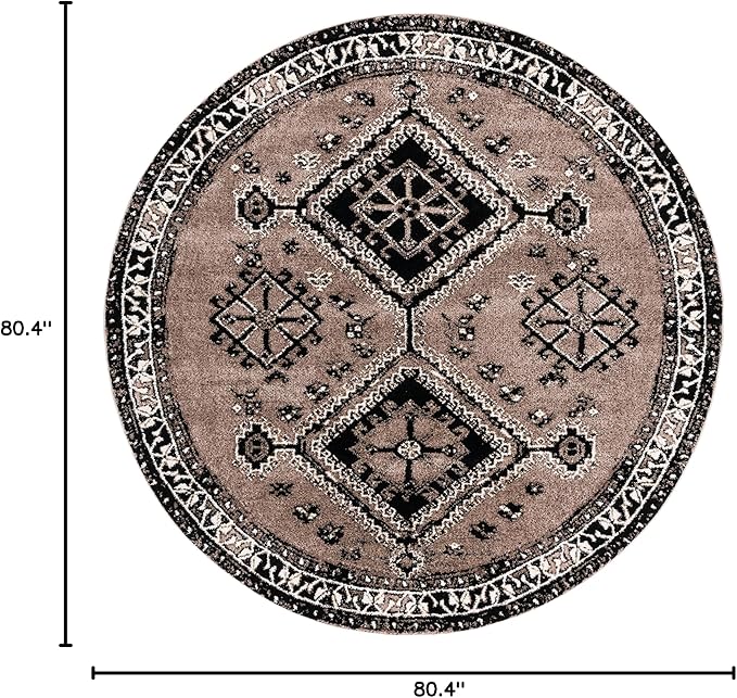 SAFAVIEH Vintage Hamadan Collection 6'7" Round Brown/Black VTH293T Oriental Distressed Non-Shedding Entryway Foyer Living Room Bedroom Kitchen Area Rug