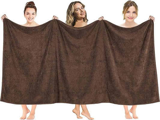 American Soft Linen 100% Cotton 600 GSM Turkish 40x80 Oversized Bath Towel Sheet, Extra Large Adult Towels for Bathroom, Brown Bath Sheet