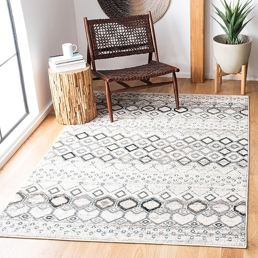 SAFAVIEH Amsterdam Collection Accent Rug - 3' x 5', Ivory & Grey, Moroccan Boho Design, Non-Shedding & Easy Care, Ideal for High Traffic Areas in Entryway, Living Room, Bedroom (AMS108A)