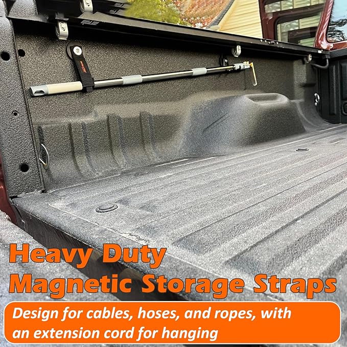 MUTUACTOR Strong Magnetic Hooks,Non-Slip Magnetic Mount Hooks Heavy Duty for Hanging,2PCS Anti-Scratch Garage Storage Hooks Adjust Cable for Garden Hoses Universal Rope Cordless Drills RVs Equipments