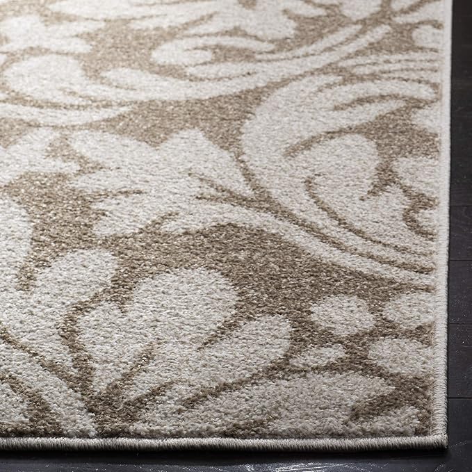 SAFAVIEH Amherst Collection Runner Rug - 2'3" x 11', Wheat & Beige, Floral Design, Non-Shedding & Easy Care, Ideal for High Traffic Areas in Living Room, Bedroom (AMT425S)